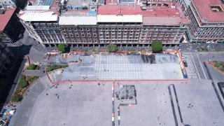 Informa Martí Batres, Jefe de Gobierno de la Ciudad de México, que trabajos y Confinamientos en el Zócalo Peatonal estarán listos en mayo